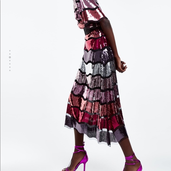 Zara sequin dress XS Aline midi limited ed - Picture 3 of 6